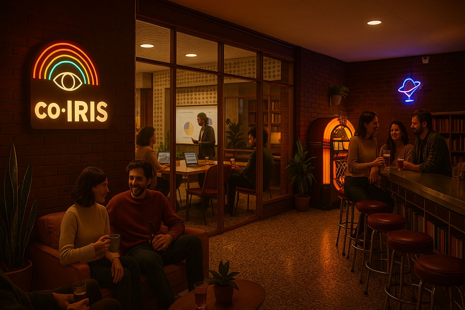 Networking informal, neón co-IRIS y ambiente de comunidad